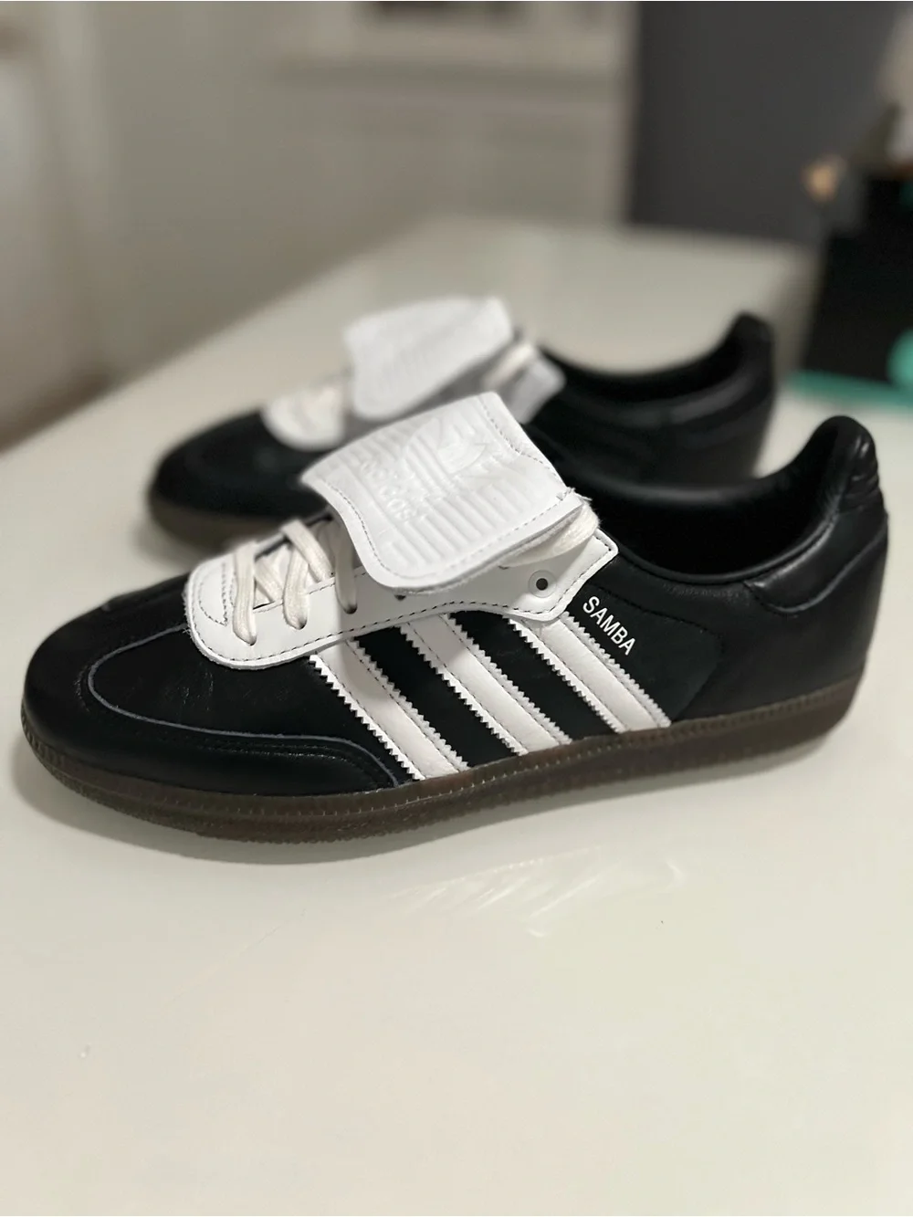 adidas Samba Men’s Black and White Leather Athletic Sneakers